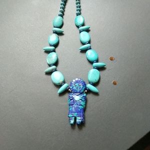 Blue Howlite Necklace w Pendant